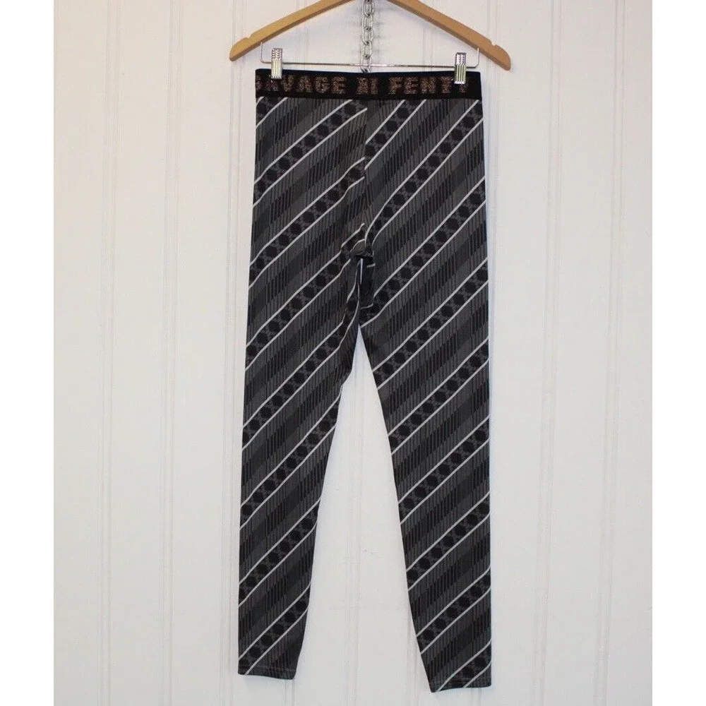 Savage X Fenty Leggings Gray Stripe Forever Savage Jersey Knit Ankle Size Medium